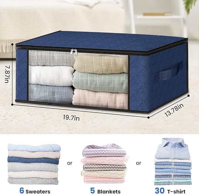 HomeHacks Storage 4-Pack Clothes Organizer Storage Bags Foldable Storage Box - Image 2