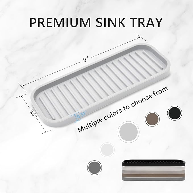 Silicone Sponge Holder Kitchen Sink Organizer Tray Dish Caddy Soap Dispenser - Image 3