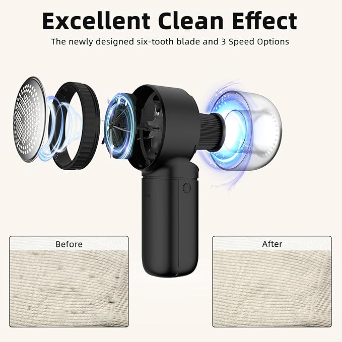 Fabric Shaver Electric Lint Remover Rechargeable Sweater Shaver Dual Protection - Image 5