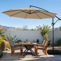 wikiwiki 10ft Patio Umbrella with Base Included, Outdoor Offset Cantilever Umbrella with Sandbag Base for Backyard, Garden and Pool, Easy to Tilt and Crank, Tan by WikiwikiPatioUmbrellas