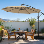 wikiwiki 10ft Patio Umbrella with Base Included, Outdoor Offset Cantilever Umbrella with Sandbag Base for Backyard, Garden and Pool, Easy to Tilt and Crank, Tan by WikiwikiPatioUmbrellas