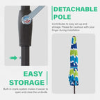 JEAREY 7.5FT Patio Umbrella Market Table Umbrella with 6 Sturdy Ribs, Push Button Tilt/Crank Outdoor Umbrella for Garden, Deck, Backyard, Pool and Beach,Bold Blue-Green Stripe - Image 6