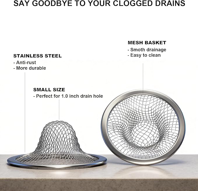 Bathroom Sink Strainer, Little Drain Mesh, RV and Lavatory Sink Drain Strainer - Image 4