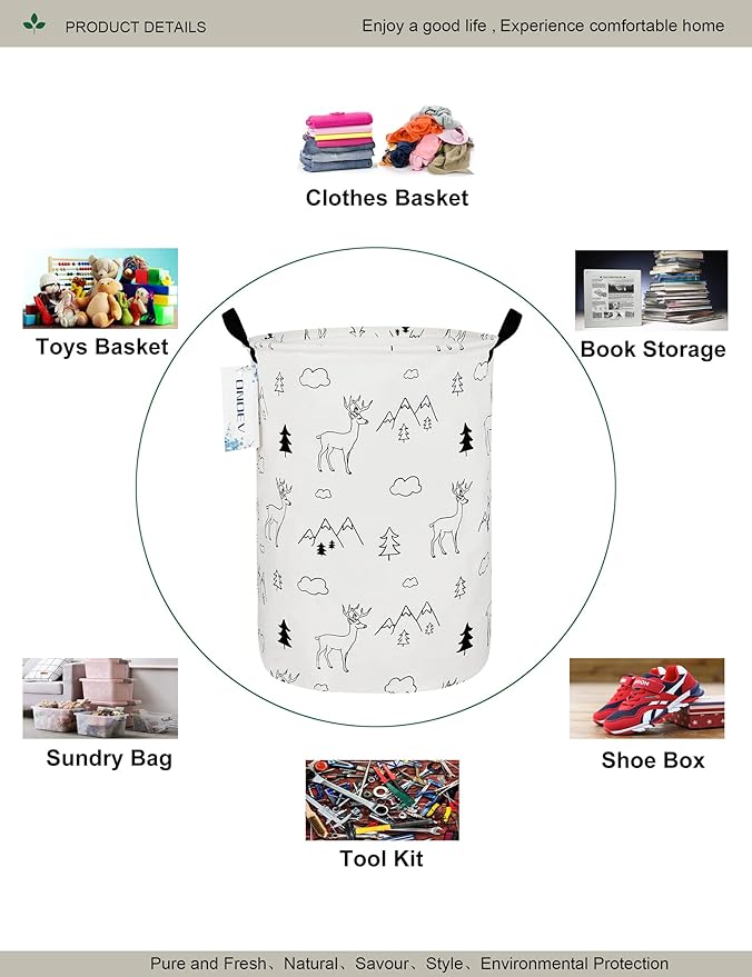 Round Fabric Storage Bin, Decorative Basket, Organizer Basket - Image 3