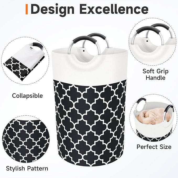 Large Laundry Basket Laundry Hamper Bag Washing Bin Clothes Bag Collapsible Tall - Image 3
