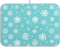 Winter Snowflake Turquoise Dish Drying Mat by Wamika