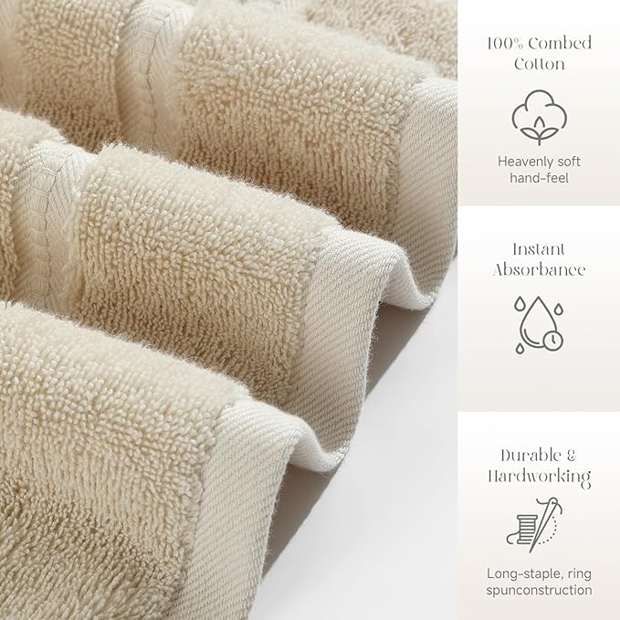 Simple&Opulence 4 Pcs Premium Hand Towels 16"x28", 600 GSM 100% Ring Spun Cotton - Image 4