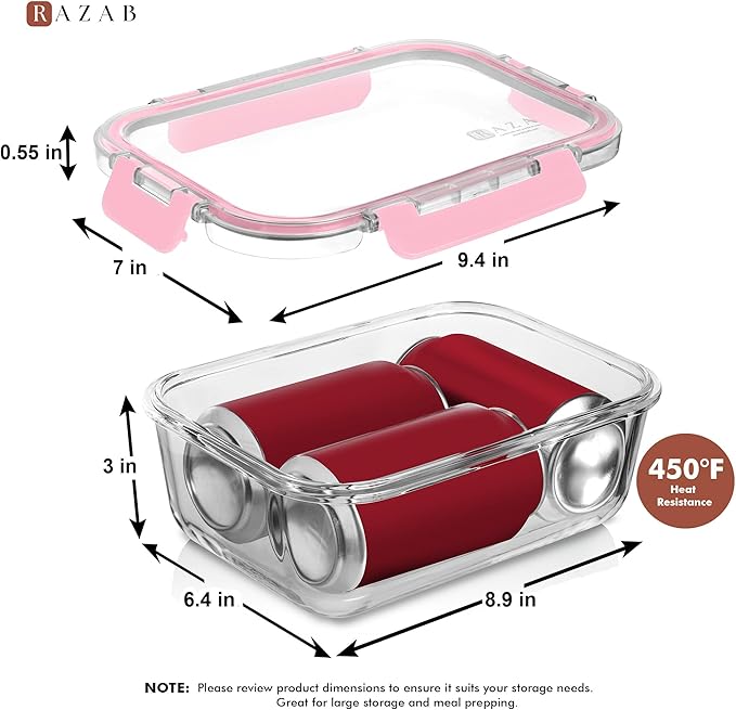 Razab 4 Pcs 1860ml / 63 Oz Large Glass Food Storage Containers - Image 4