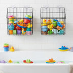 2 Pack Bath Tub Toy Storage Organizer Basket, Rustproof Black Iron Holder - Image 7