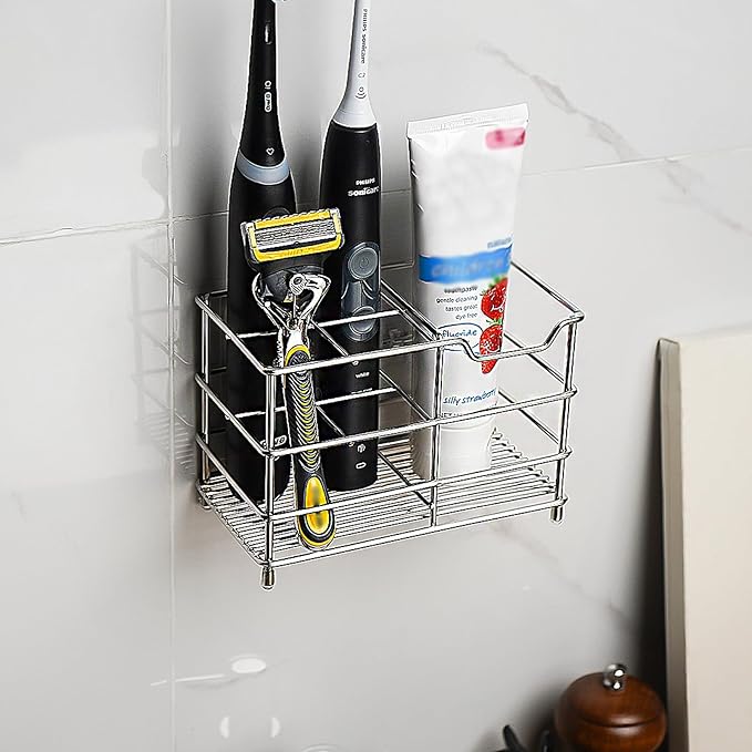 Stainless Steel Toothbrush Holder Stand, 5 Slots Toothpaste Holder by LUEXBOX