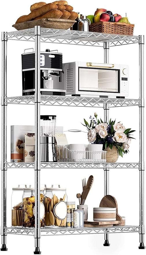 Xcity Storage Shelves, 4 Tier Heavy Duty Metal Shelving Unit, 1600 LBS Capacity Adjustable Steel Wire Shelf Organizer for Pantry, Kitchen, Garage, 14" D x 36" W x 54" H, Chrome by Unknown