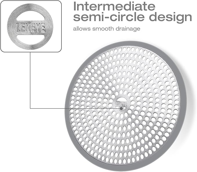LEKEYE Shower Hair Catcher Drain Protector Strainer-Steel & Silicone 2 Pack - Image 5