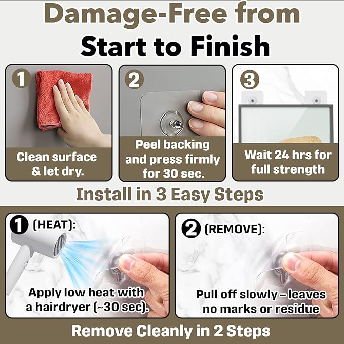 40 PCs Wall Hangers Without Nails, 2 Types Adhesive Hooks - Image 7