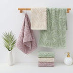 Pidada Hand Towels Set of 2 Leaf Pattern 100% Cotton Absorbent Soft Decorative - Image 2