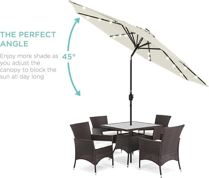 Best Choice Products 10ft Solar Polyester LED Lighted Patio Umbrella w/Tilt Adjustment and UV-Resistant Fabric - Image 2