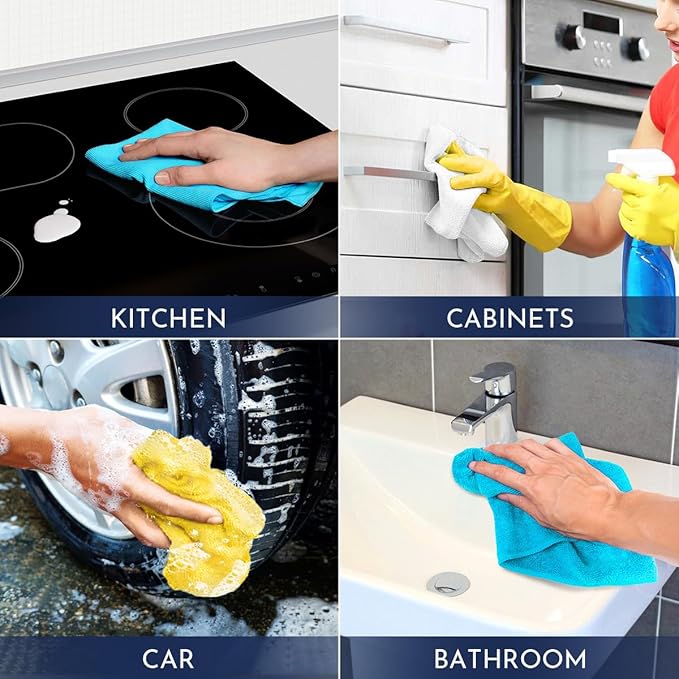 GLIMGLINT Microfiber Cleaning Cloth, 12PK Reusable Cleaning Rags, Highly - Image 7