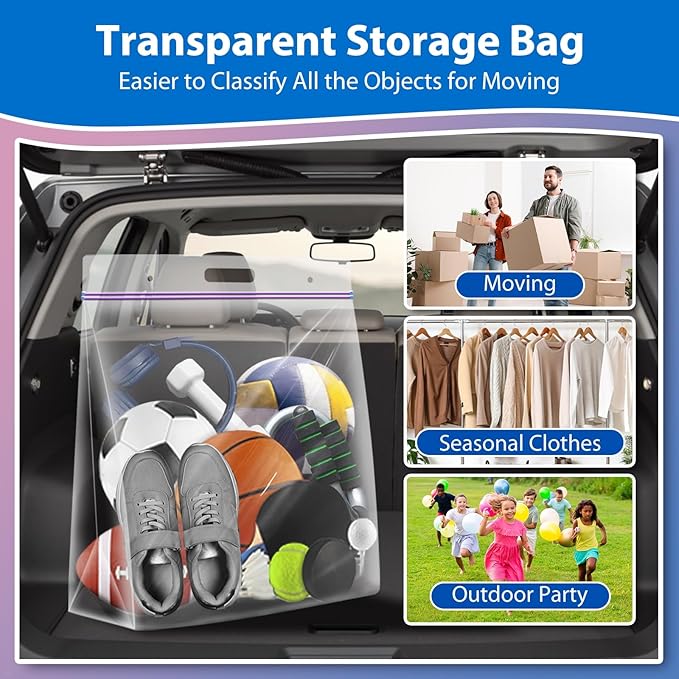 Zipper Storage Bags with Handle and Bottom, 3 Gallon Heavy Duty Clear Handy - Image 6