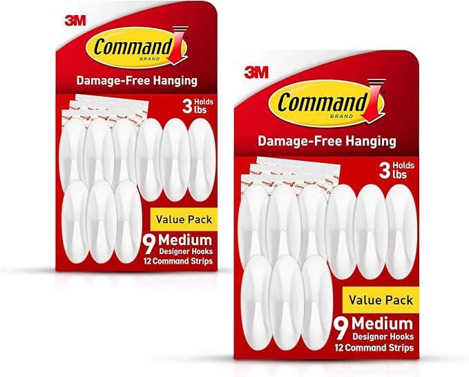 Command Medium Designer Hooks, Damage Free Hanging Wall Hooks by Command