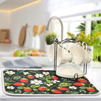 Strawberries White Flowers Dish Drying Mat - Image 5