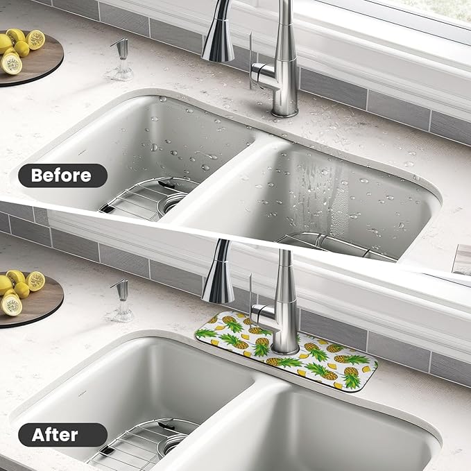 Pineapple Summer Pineapples Kitchen Sink Splash Guard Faucet Mat Super - Image 4