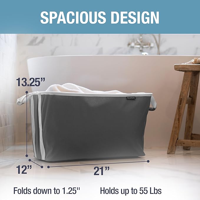 CleverMade Collapsible Laundry Basket 2 Pack – 60L Foldable Clothes Hamper - Image 3