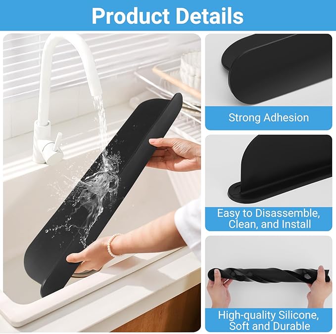 19.29 inch Sink Water Splash Guard, Silicone Sink Splash Guard, Backsplash - Image 3