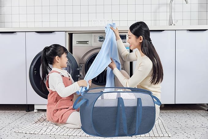 pop-up laundry basket，with Durable Handles collapsible Mesh laundry Hamper - Image 5