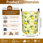 Lemon Yellow Laundry Basket, Waterproof Foldable Laundry Hamper, Dirty Clothes - Image 2