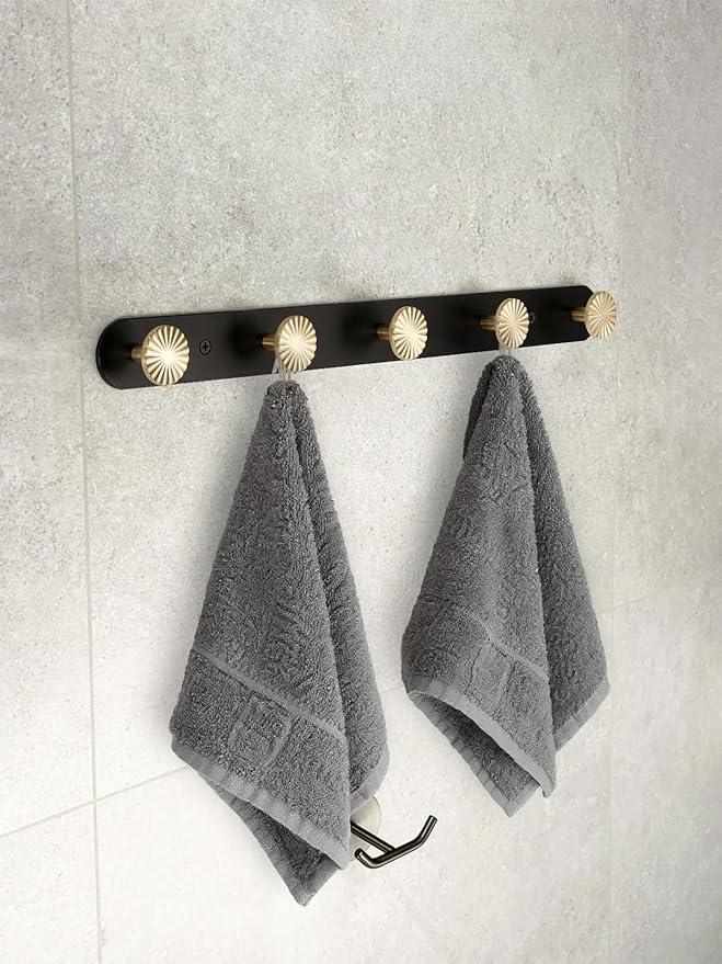 1 Pack Coat Rack Wall Mounted Gold Black Towel Hooks - Image 5