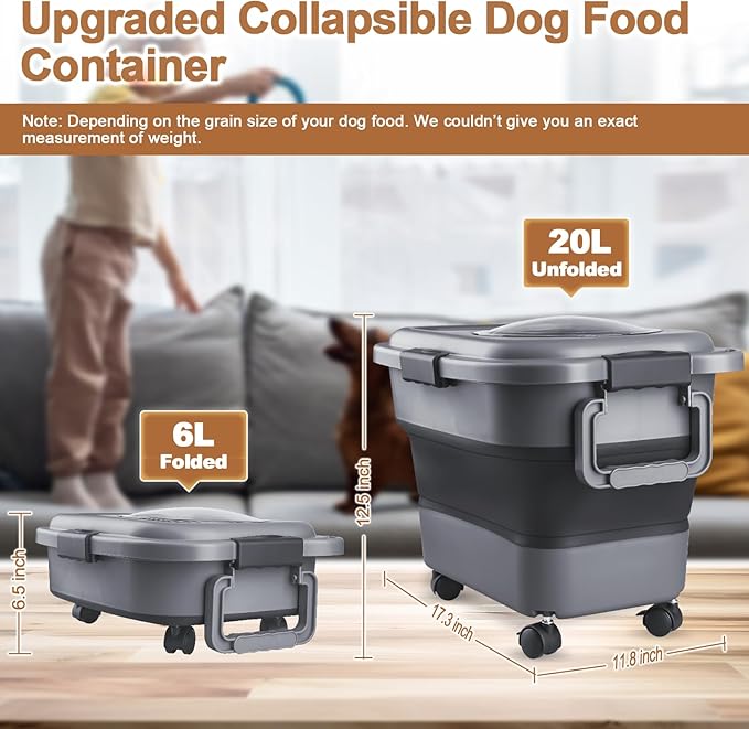 Dog Food Storage Container, 10-20 lbs Airtight Collapsible Cat Food Storage - Image 2