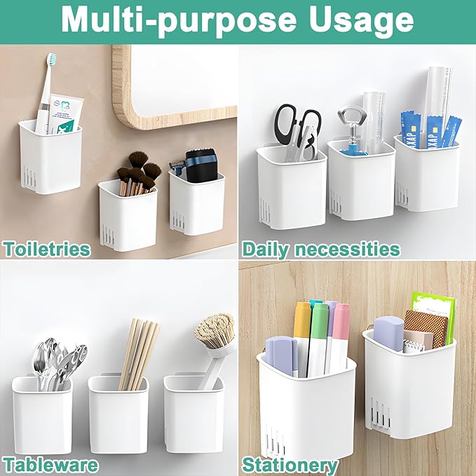 2 Pcs Toothbrush Holder Wall Mounted, No Drilling Toothbrush Holders - Image 5
