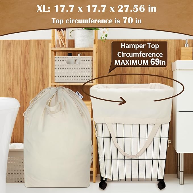 Canvas Laundry Bags with Handles & Square Base18"Lx18"Wx27.6"H, Extra Large - Image 6