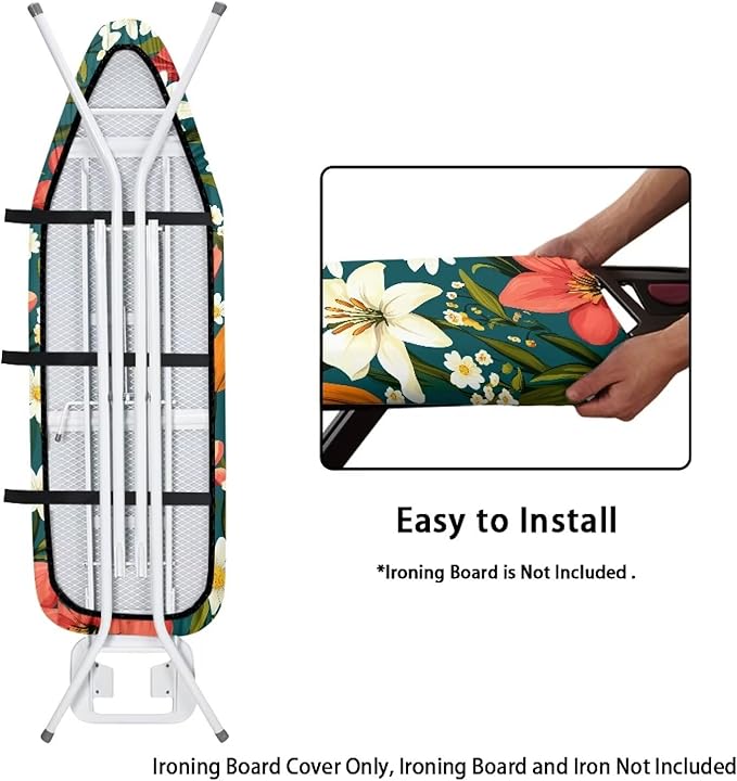 Narcissus Cover for Ironing Board 15x54 Inch Standard Size Flower Print Iron - Image 4