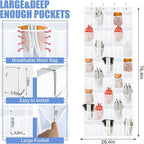 Windyun 40 Over the Door Shoe Organizer Large Breathable Mesh Pocket Clear - Image 3
