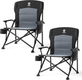 EVER ADVANCED Oversized Folding Camping Chair for Adults, Heavy Duty Lawn Chair with Side Pockets, Portable Collapsible Quad Chair for Outside, Support Up to 500lbs, Black 2PACK by EVERADVANCED