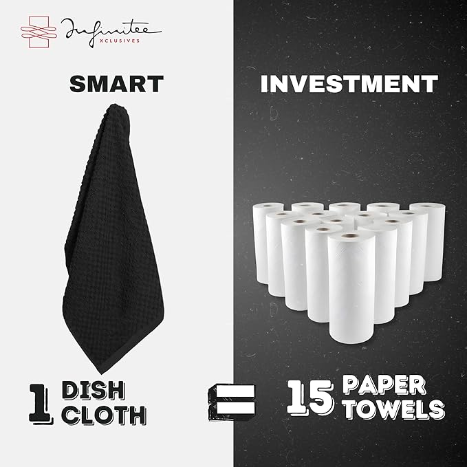 Infinitee Xclusives Premium Dish Cloth 100% Cotton 12 x 12 Inches |Pack of 4| - Image 6