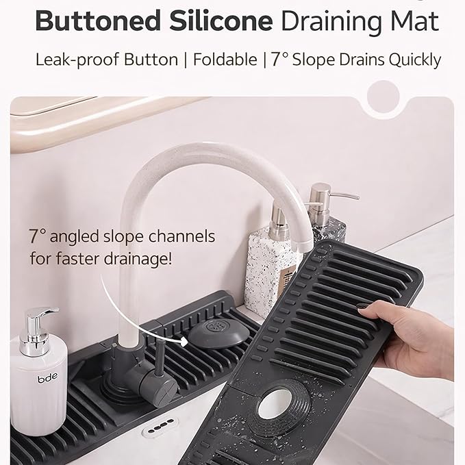 Silicone Faucet Mat for Kitchen Sink, Kitchen Sink Splash Guard Behind Faucet - Image 5