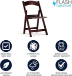 Flash Furniture Hercules™ Series Folding Chair - Red Mahogany Resin – 1000LB Weight Capacity Comfortable Event Chair - Light Weight Folding Chair - Image 3