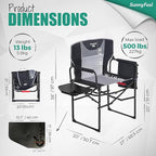 SUNNYFEEL Oversized Camping Directors Chair 500 LBS Heavy Duty, Portable Folding Chair with Side Table, Pocket for Beach, Fishing,Trip,Picnic,Lawn,Concert Outdoor Foldable Camp Chairs - Image 2