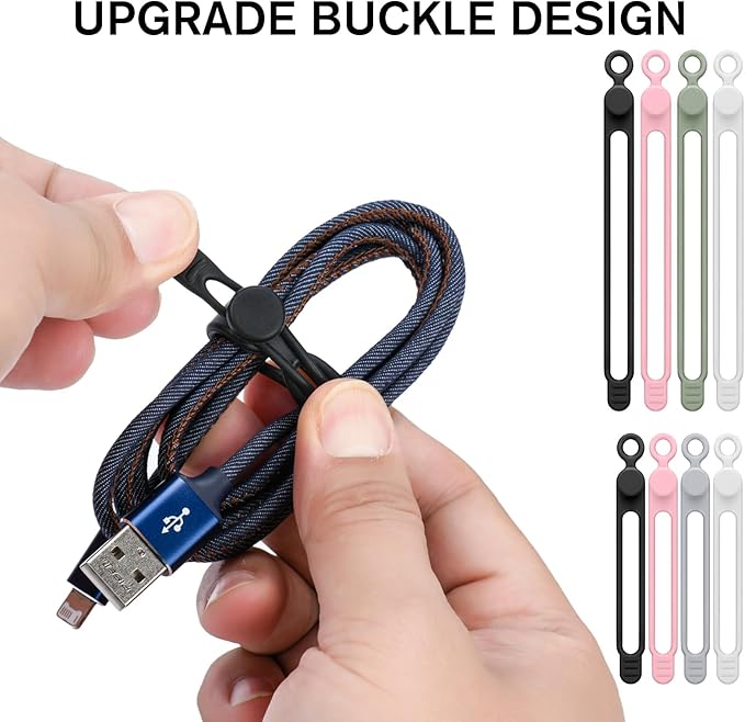 32Pcs Silicone Cable Ties, Data Cable Organizer Silicone Cable Straps Cord Ties - Image 2