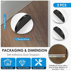 2 Pcs Self Adhesive Door Stoppers, Stainless Steel Floor Door Stop Wall - Image 2