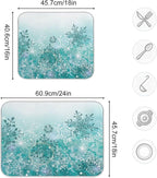 ALAZA Silver Winter Teal Turquoise Snowflakes Christmas Dish Drying Mat - Image 3