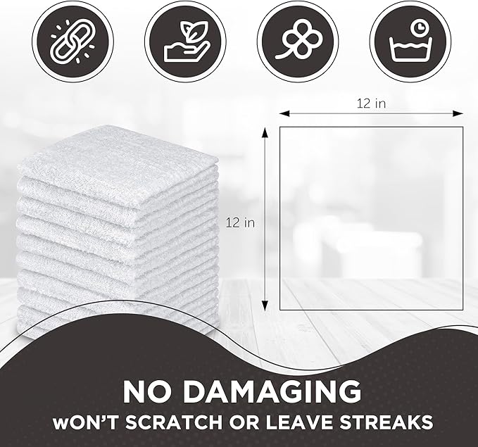 DecorRack 10 Pack 100% Cotton Wash Cloth, Luxurious Soft, 12 x 12 inch Ultra - Image 7