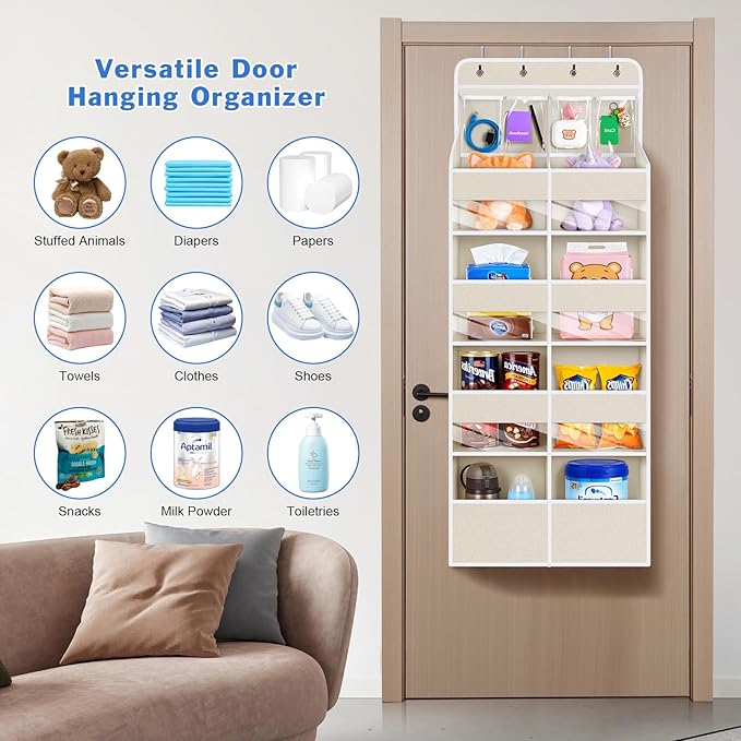 Univivi 5-Shelf Fabric Door Storage Over Door Hanging Organizer - Image 9
