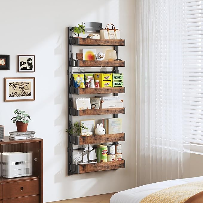 6-Tier Over The Door Pantry Organizer, Heavy-Duty Metal Wall Mount or Hanging - Image 5