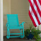 GREENVINES Outdoor Rocking Chairs | Set of 2 | Porch Rocker | HDPE Plastic | Aqua | Oversized Rockers | High Back | Big & Tall | Ladder Back | for Patio Outside Backyard Balcony Garden - Image 9