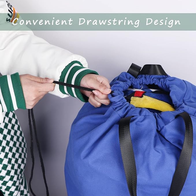 Cotton Canvas Laundry Bag with Handles & Drawstring Straps, Heavy Duty Extra - Image 3
