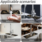 Kitchen Sink Splash Guard，Black and metallic gold marble Faucet Mat Sink - Image 7