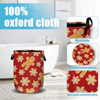 Red Gingersnap Laundry Basket, Christmas Laundry Hamper Collapsible Oxford Cloth - Image 4