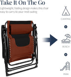 Best Choice Products Oversized Padded Zero Gravity Chair, Folding Outdoor Patio Recliner, XL Anti Gravity Lounger for Backyard w/Headrest, Cup Holder, Side Tray, Polyester Mesh - Rust/Black - Image 6